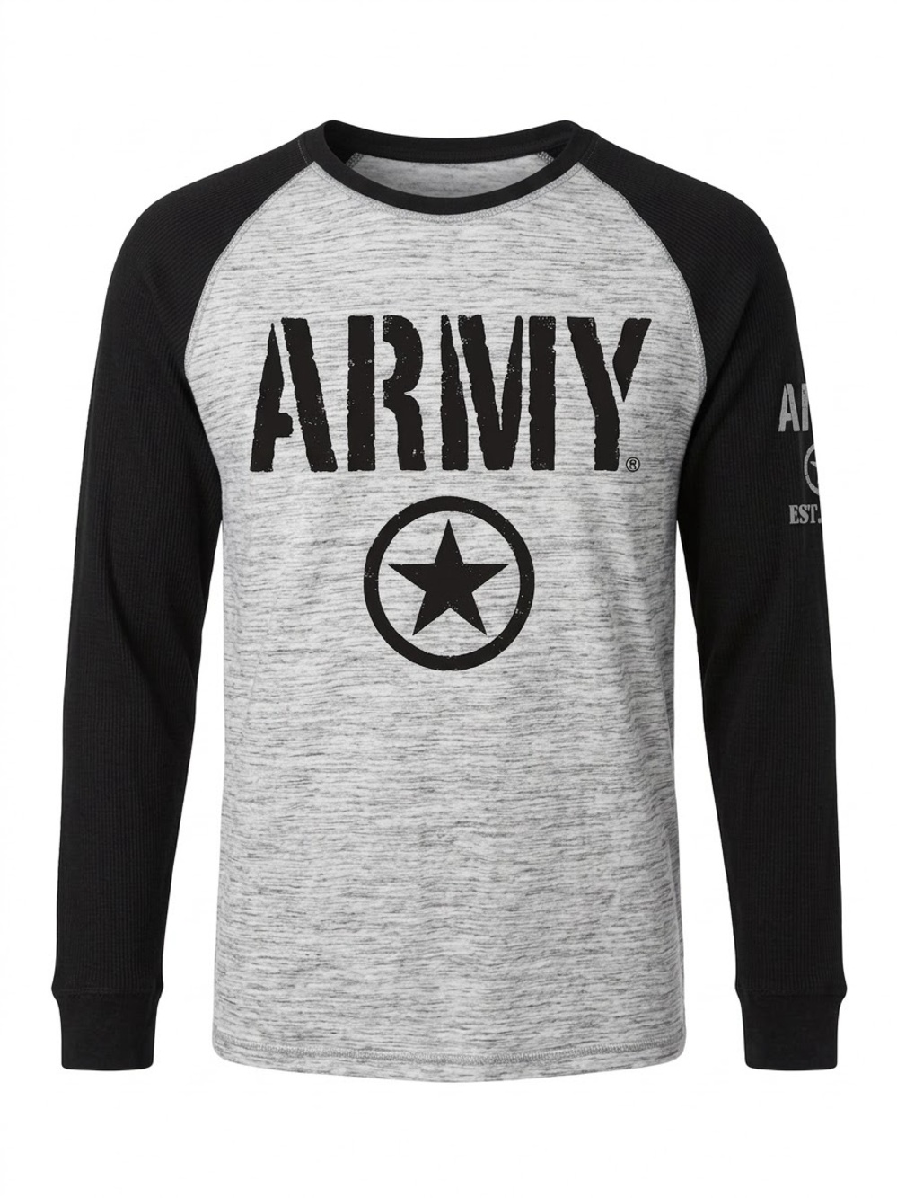 U.S. Army Raglan Long Sleeve Tee - Black & Heather Gray